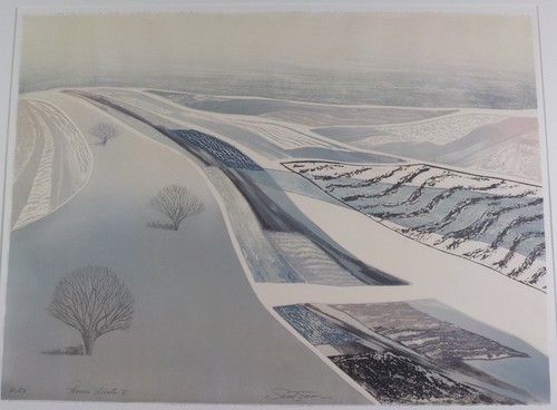 Vintage Original Collagraph Intaglio Prairie Winter V by Roslyn Swartzman Listed - Picture 2 of 6