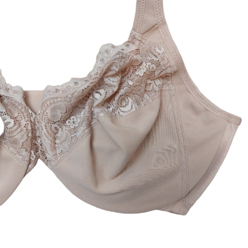 Glamorise Plus Size Low Cut WonderWire Lace Bra 1240 UK 36C Café