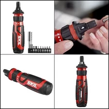 USB Rechargeable 4V Cordless Screwdriver with Electric Circuit Sensor Set Red