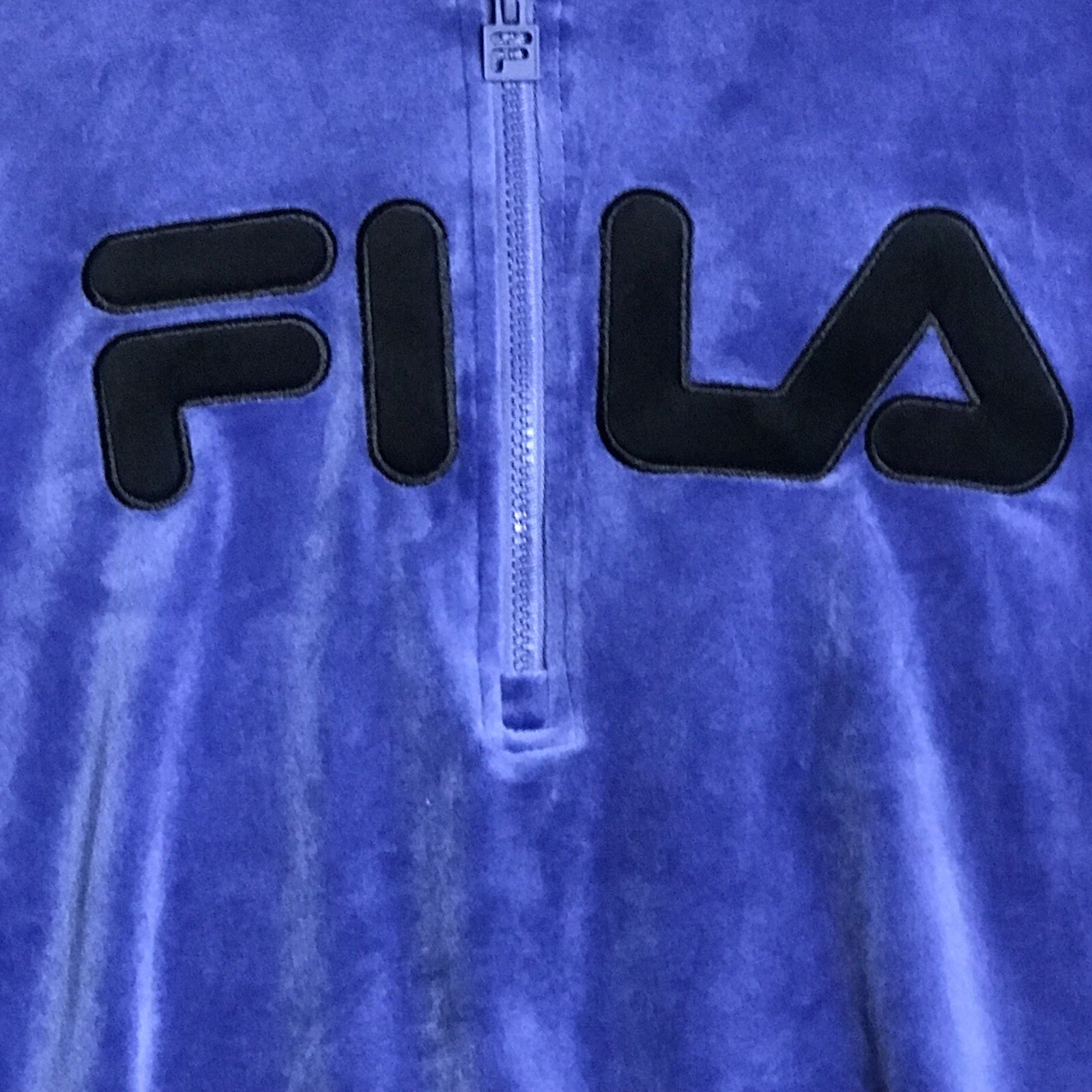 Felpa con cappuccio Fila donna viola medio velluto 1 2 cerniera logo ortografico