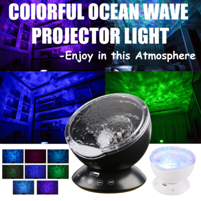 Rotating Ocean Wave Music Projector LED Night Light 8 Colors Remote Control Lamp