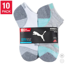 PUMA Ladies' No Show Sock, Half Cushion, Arch Support, 10-Pair - FREE SHIPPING..