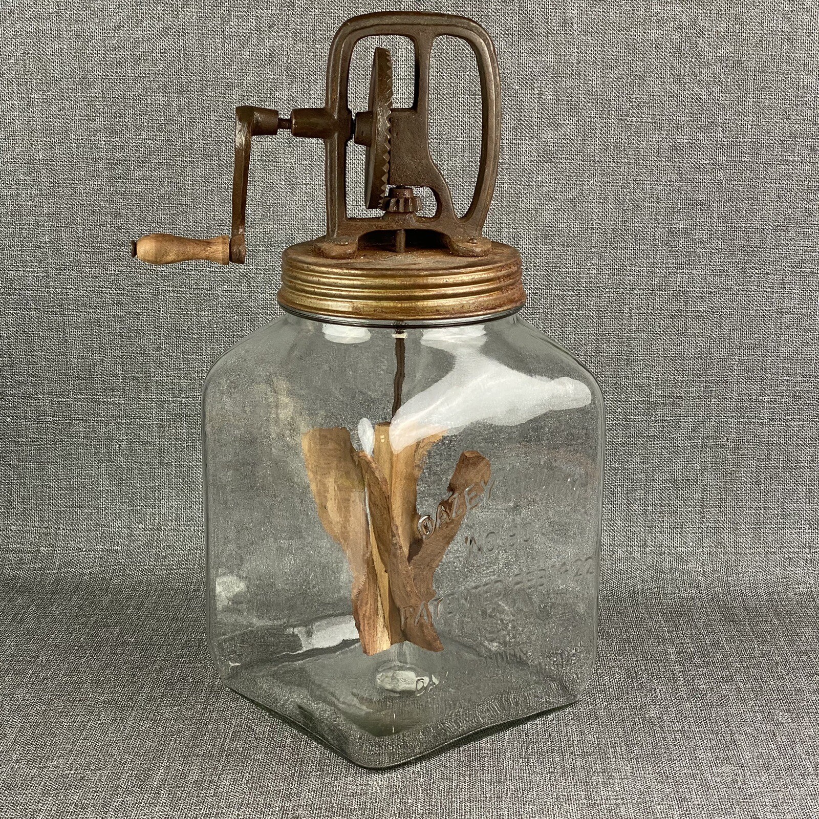 Vintage Original Dazey Butter Churn No. 80 Glass Jar Wood Paddle eBay
