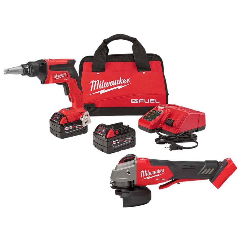 Milwaukee Screw Gun 18V Cordless w/ Grinder + 5 Ah Battery, Tool Bag, Charger