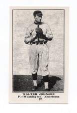  1917 Collins-McCarthy Candy Co E135 #87 Walter Johnson REPRINT