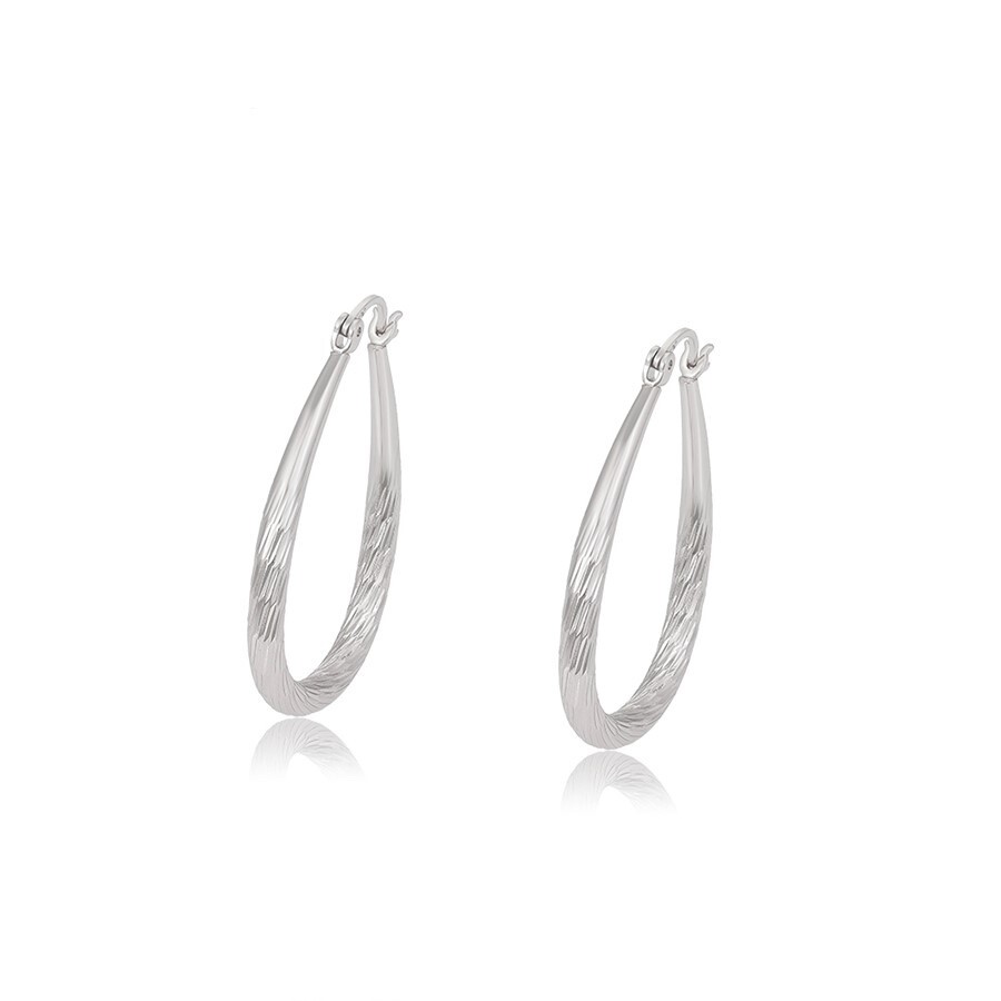 Créoles en Argent 925 Ovale Ciselé pour Femme - Cadeau Idéal Boucles d'Oreilles Jonc
