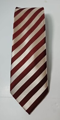 Creazioni Tucci Firenze Burgandy Maroon & Ivory Diagonally Striped 100% Silk 3''W