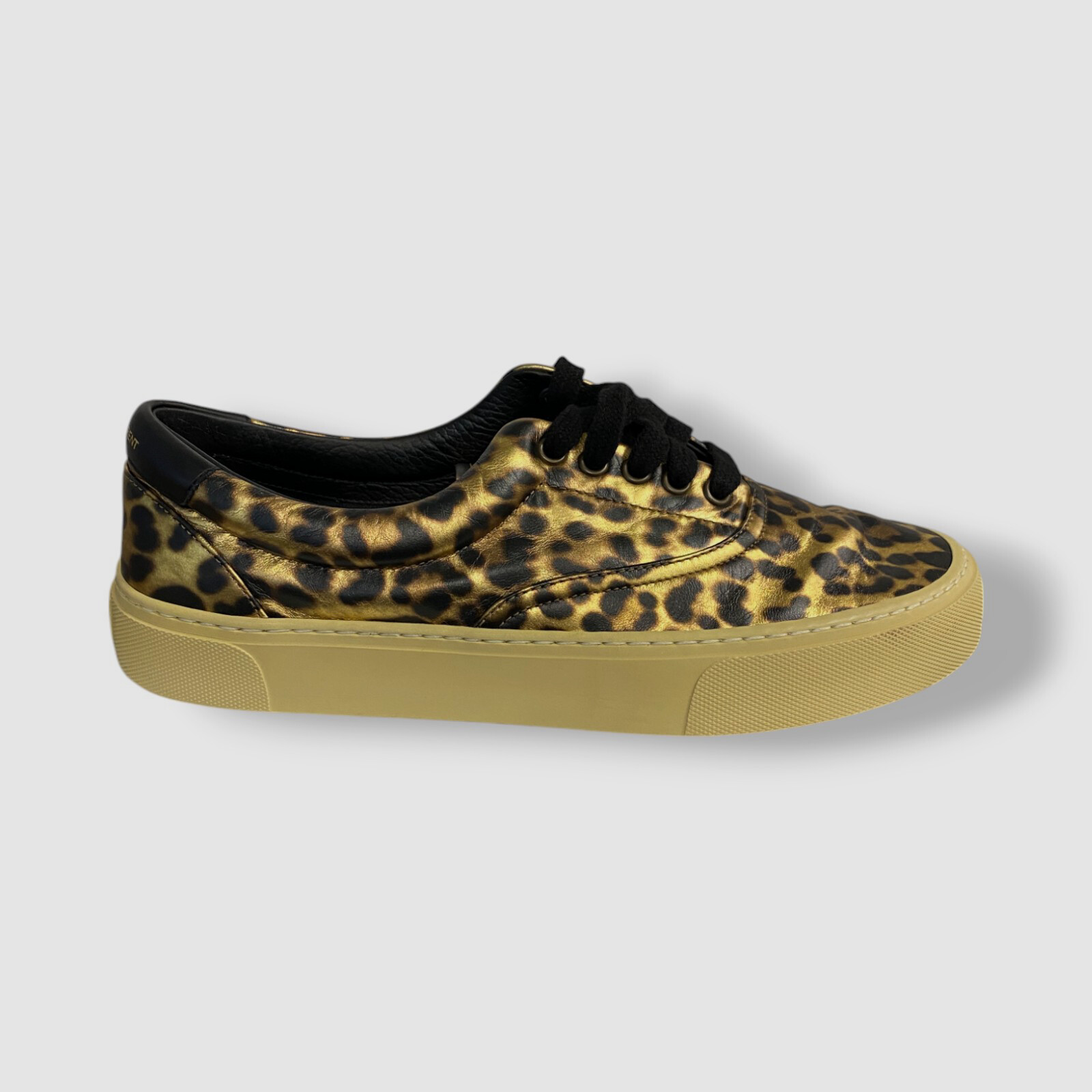 Sneakers basse Saint Laurent uomo oro Venezia stampa ghepardo pelle taglia 41