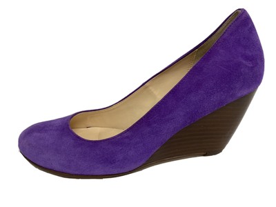 purple wedge heel shoes
