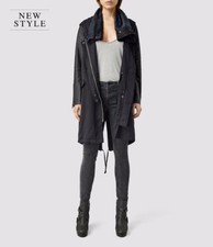 All Saints Kaito Lee Parka/coat Black Uk 6 Bnwt £398 Leather Sleeves