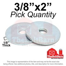 3/8"x2 Fender Washers 1/8" Thick Low Carbon Steel Zinc (Pick Quantity)