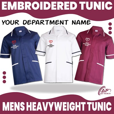 Personalised Custom Embroidered Mens Tunic Heart Your Department Name Doctor