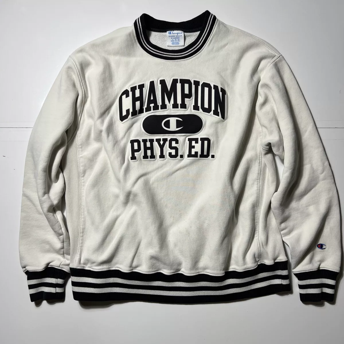 Vintage Champion Reverse Weave Spellout Ringer Crewneck Sweatshirt