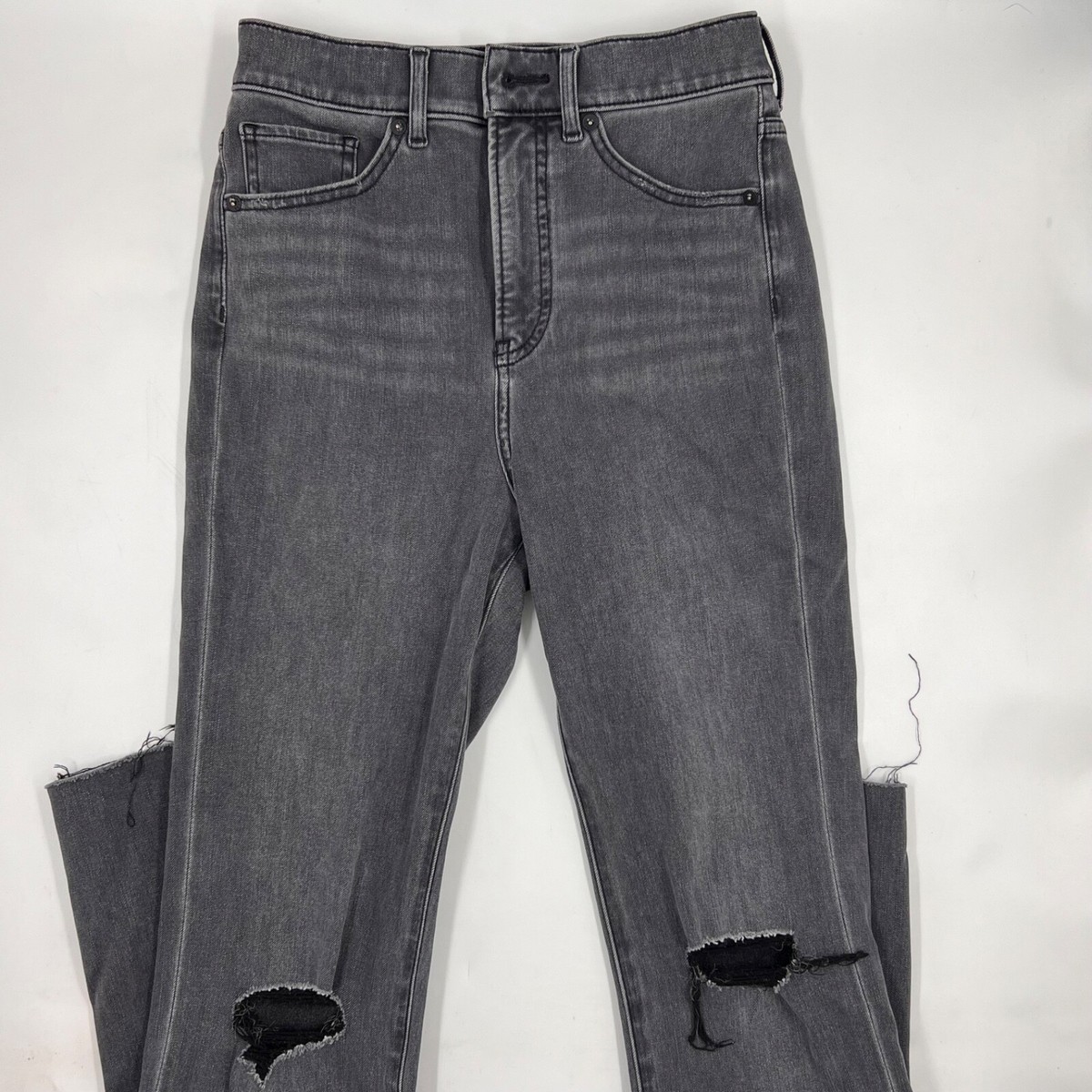 Express Womens Jeans Size 0 Black Denim Cotton Stretch Distressed 