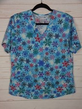SB Scrubs Women Blue Snowflakes Scrubs Size S
