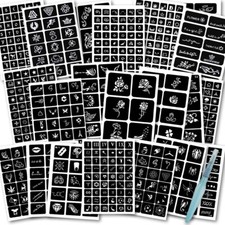 524 PCS Henna Tattoo Stencil Kit 20 Sheets Henna Temporary Tattoo Stickers Women