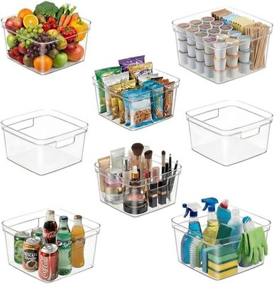 MOONED 8-Pa Clear Cube Stora Bins, 10x10 Open- Plastic Organizer
