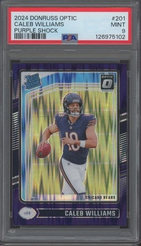 2024 Panini Donruss Optic Purple Shock #201 Caleb Williams RC Mint PSA 9