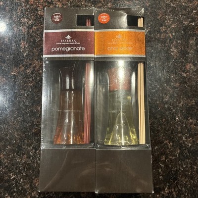 NEW Essenza Home Fragrance Reed Diffuser 2 Pack 7.5 oz. Pomegranate & Chai Spice