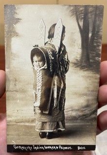 Native American Comanche Indian Mother & Papoose Photo Postcard Bates