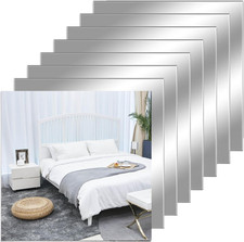 12" X 12" Acrylic Flexible Mirror Sheets, 8 Pack Self Adhesive Mirror Tiles Squa
