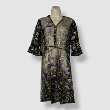 Kensie Dresses Women's Black Floral Embroidered Mesh Dress Size 0