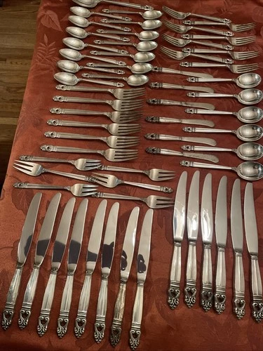 61 Pc Royal Danish International sterling silver Flatware