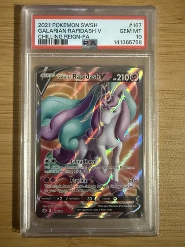 Galarian Rapidash V 🦄 PSA 10 🦄 2021 Pokemon Swsh Chilling Reign FA 167/198