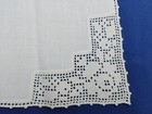 Vintage Linen Tablecloth And Napkin Set With Lace Inserts & 12 Napkins Ivory — photo 3