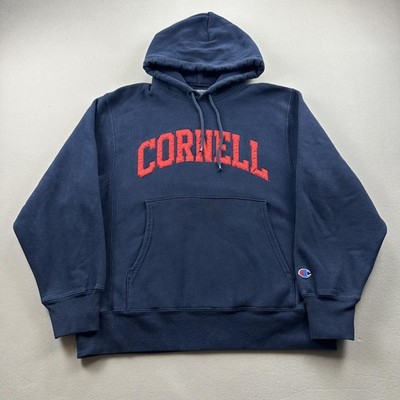 Vintage Cornell University Hoodie Sweatshirt Mens Small Navy Blue Champion y2k