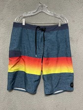 Rip Curl Swim Trunks Mens Size 34 Striped Board Shorts Adult Polyester
