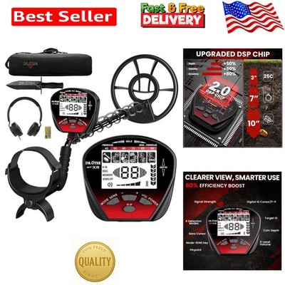 Lightweight Adjustable Metal Detector - 10'' Waterproof Coil & Easy Read Display