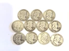 11 Franklin Half Dollars 1957D 90% SILVER circulated, ungraded, very good
