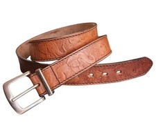 Saddler Belt Brown Genuine Leather Embossed Animals Made In South Africa Mens 46