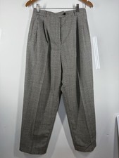 Giorgio Sant' Angelo Pants Womens 10 Black White Houndstooth Pure Wool Pleated