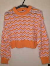 Strick-Oberteil orange-rosa, bauchfrei, Größe M