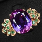 Vibrant Blue Purple Sapphire 5.95Ct 925 Sterling Silver Rose Gold Rings Size 7