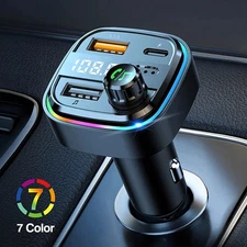 Bluetooth 5.0 Wireless FM Transmitter MP3 Player USB PD Fast Car Charger Adapter