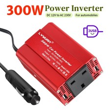 300W Car Vehicle Power Inverter DC 12V to AC 240V Converter Travel Trip 2USB Red