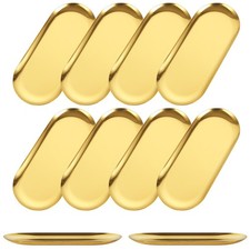 AKOLAFE 10PCS Stainless Steel Serving Tray Set Gold Platters for Serving Food Ex