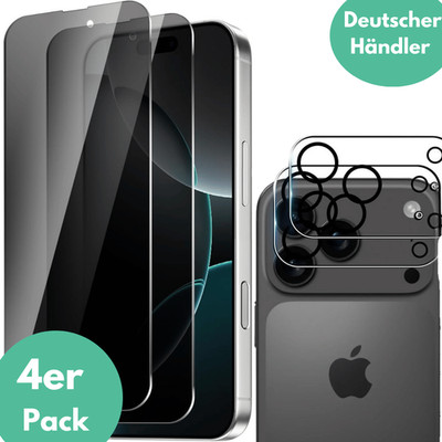 2X Blickschutz Schutzglas für iPhone 17 Pro Display Kamera Panzerfolie Privacy