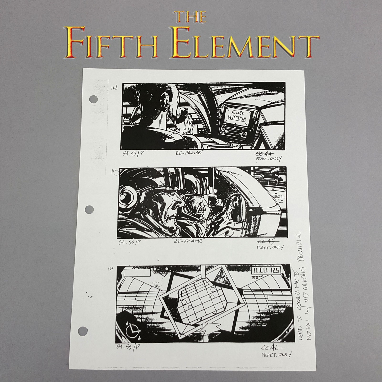 The Fifth Element - Production Used Storyboard, Cab Chase 168-170 , COA