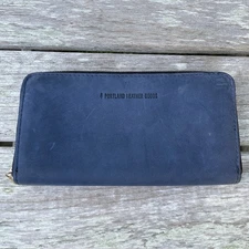Portland Leather Goods Womens Accordion Zip Wallet Blue