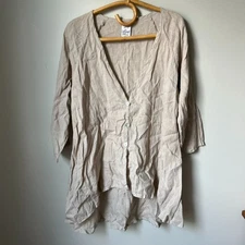 Match Point Beige Linen Tunic Women's Medium