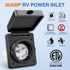Nilight 30A RV Shore Power Inlet Twist Lock Receptacle NEMA L5-30P with Cover