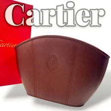 Cartier Pouch Clutch Bag Bordeaux Leather Ladies Used Good Condition FS Japan