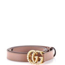 Gucci Pearly GG Marmont Belt Leather Thin