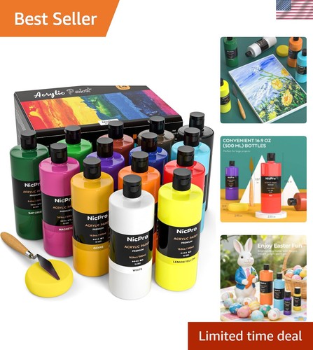 14 Colors Large Bulk Acrylic Paint Set 16.9 oz,500 ml Rich Art Painting Suppl...
