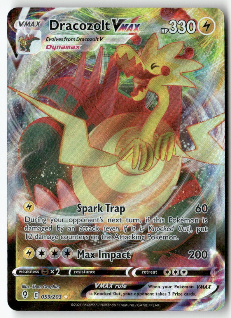 Dracozolt VMAX 059/203 Holo VMAX Rare Evolving Skies Pokemon Near Mint