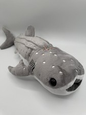Gray Whale Shark 20 Inch Stuffed Animal Plush Toy Zipper On Stomach Open Mouth
